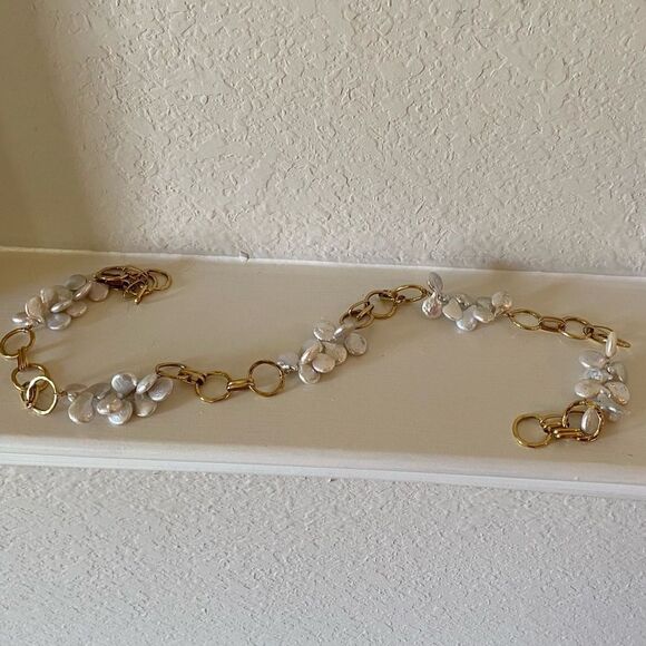 Gold Link & Pearl Necklace - Picture 3 of 4
